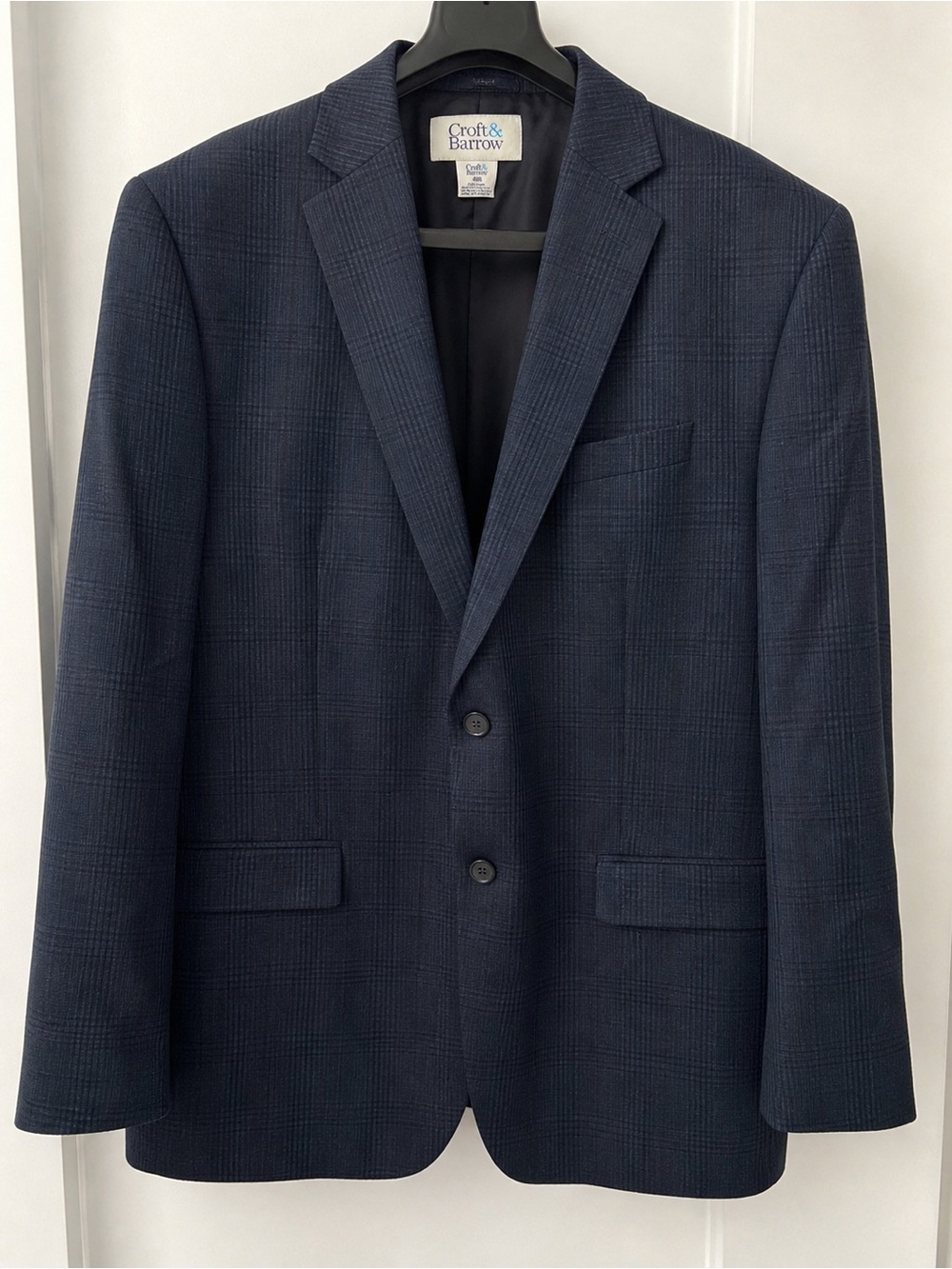 Croft & Barrow 48R Men’s Dark Plaid Sport Coat Blazer Classic Fit Business EUC